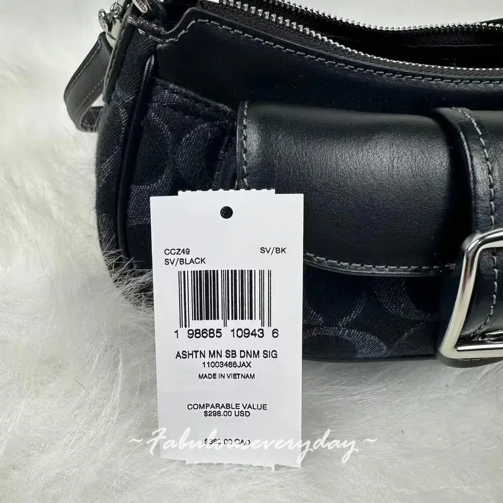Coach Ashton Mini Shoulder Bag Crossbody Signature Denim/Silver/Black CCZ49 NWT